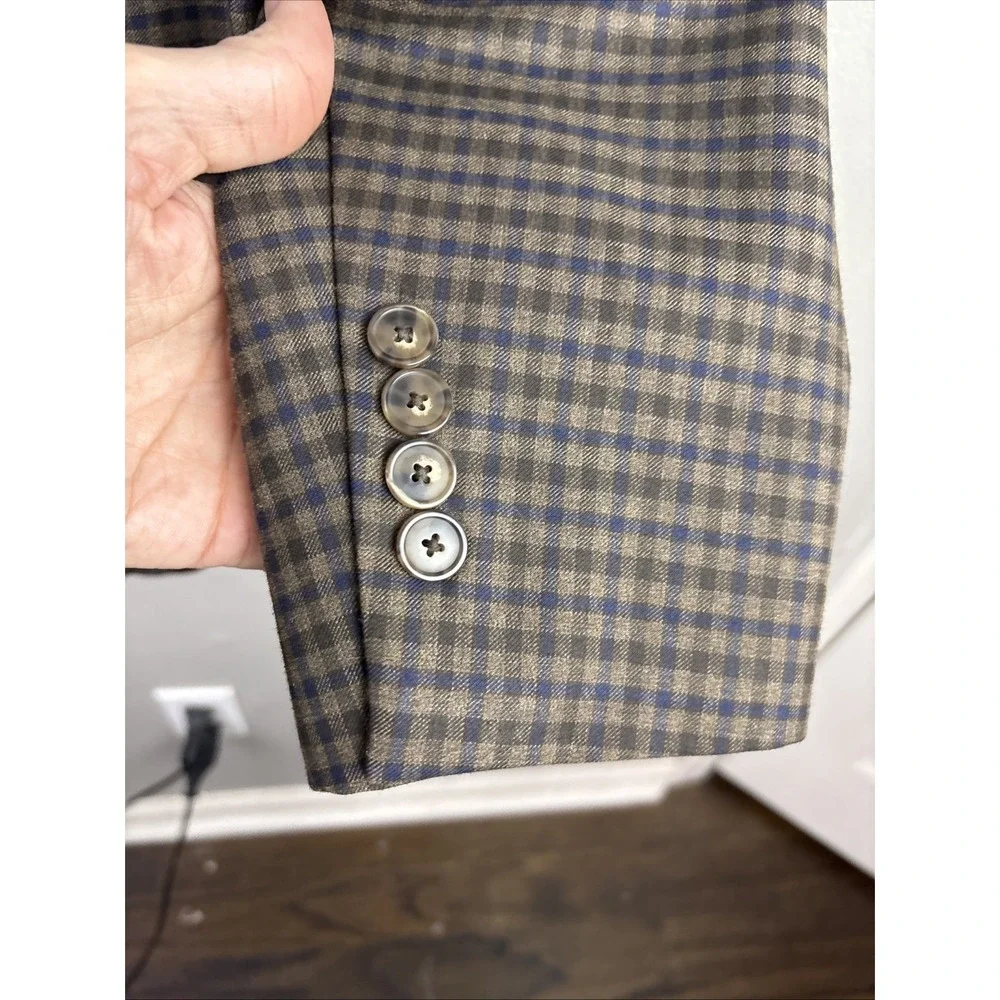 Tommy Hilfiger Men's 42L Sport Coat Blazer Brown Glen Plaid‎ Lined Check
